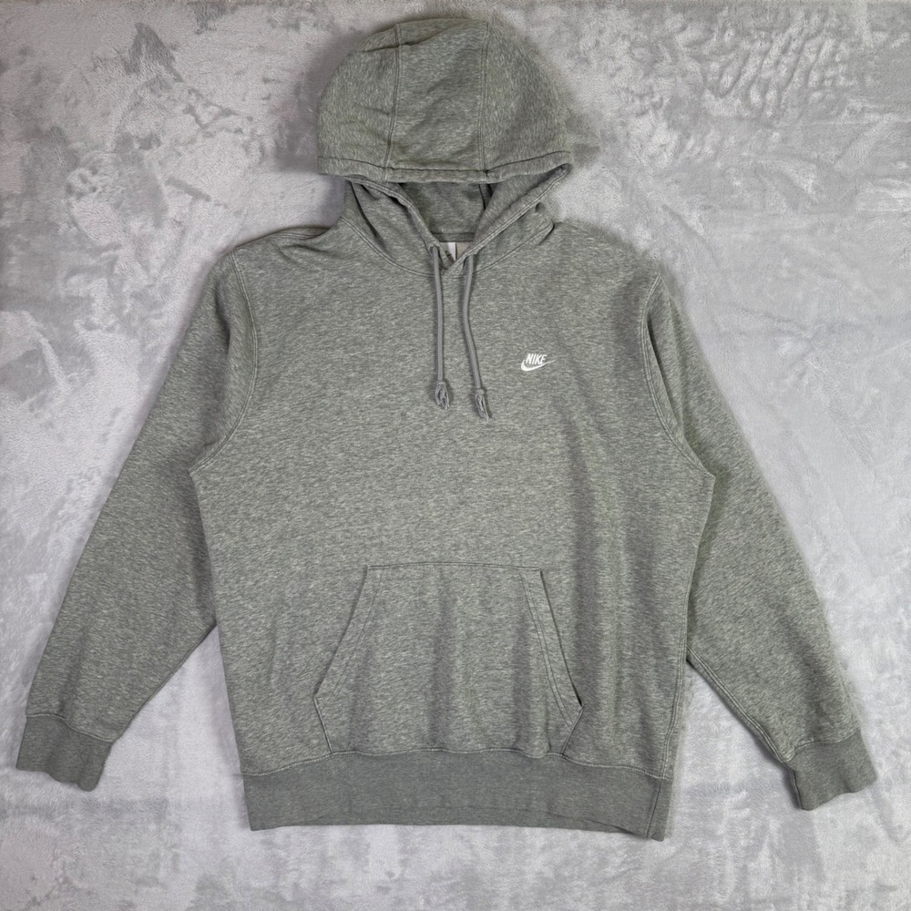 Nike Hoodie Mens Large Gray Sportswea Logo Fleece Pullover